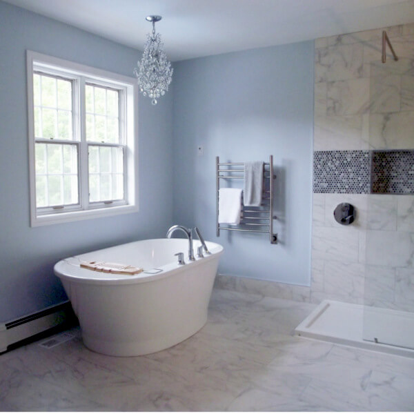 luxury marble bathroom with soaker tub in halifax home