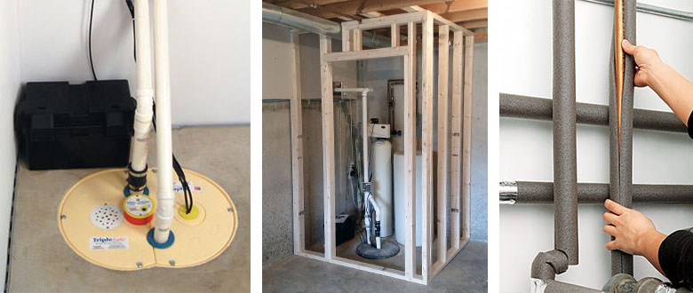 basement renovation sump pump framing pipe insulation