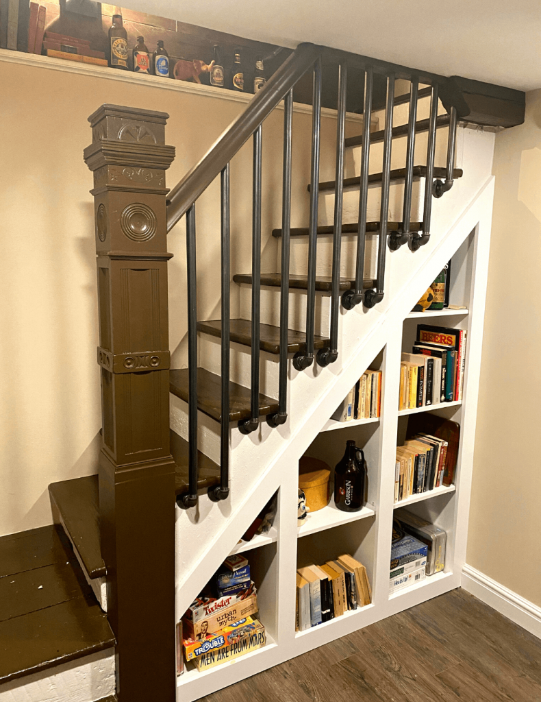 Basement Remodel Recreation Transformation in Halifax 8 Stairs bookshelf Basement Renovation Recreation Transformation Ideas, Halifax 5